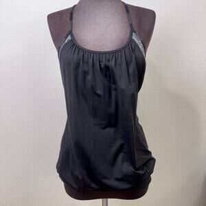 Lululemon Activewear Top Women Size 4 Black Grey No Limits Bra Tank 2 in 1
